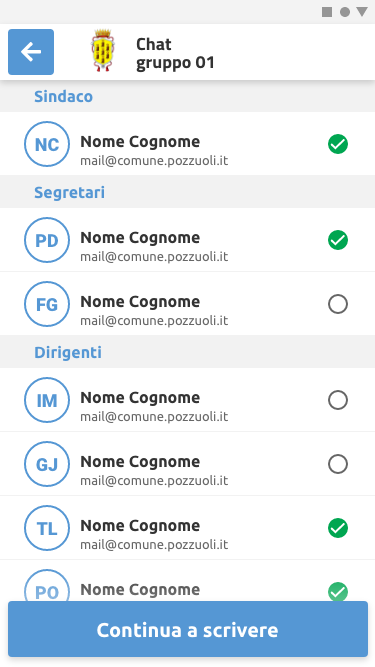 PrimMApp - schermata aggiungi partecipanti - Nemea Sistemi
