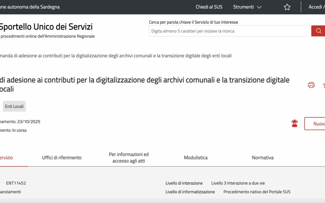 Sardegna Digitale: stanziati 10 Milioni per “liberare” gli archivi comunali.